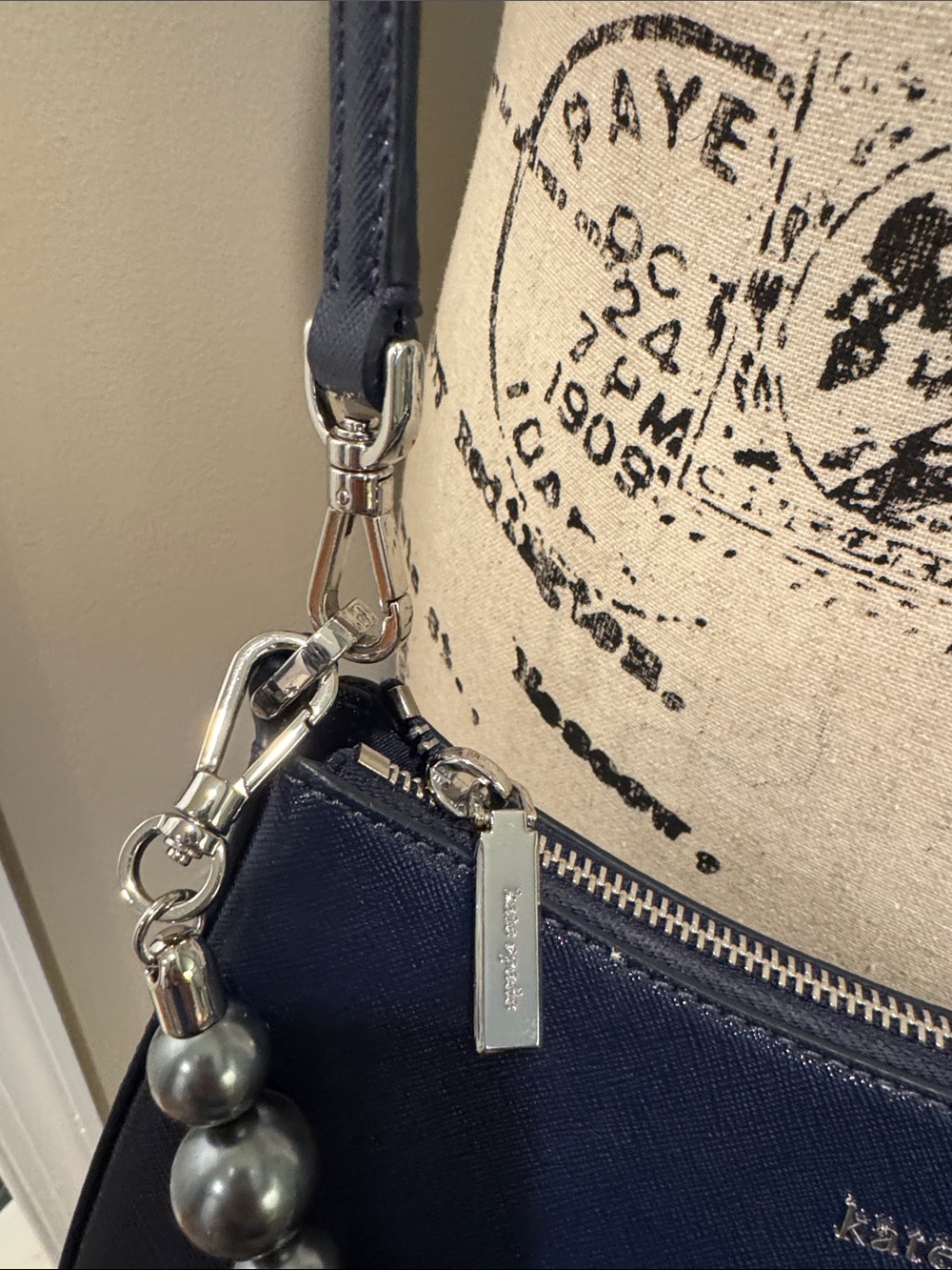Kate ♠️ Navy with metallic beads Crossbody - Picture 3 of 14